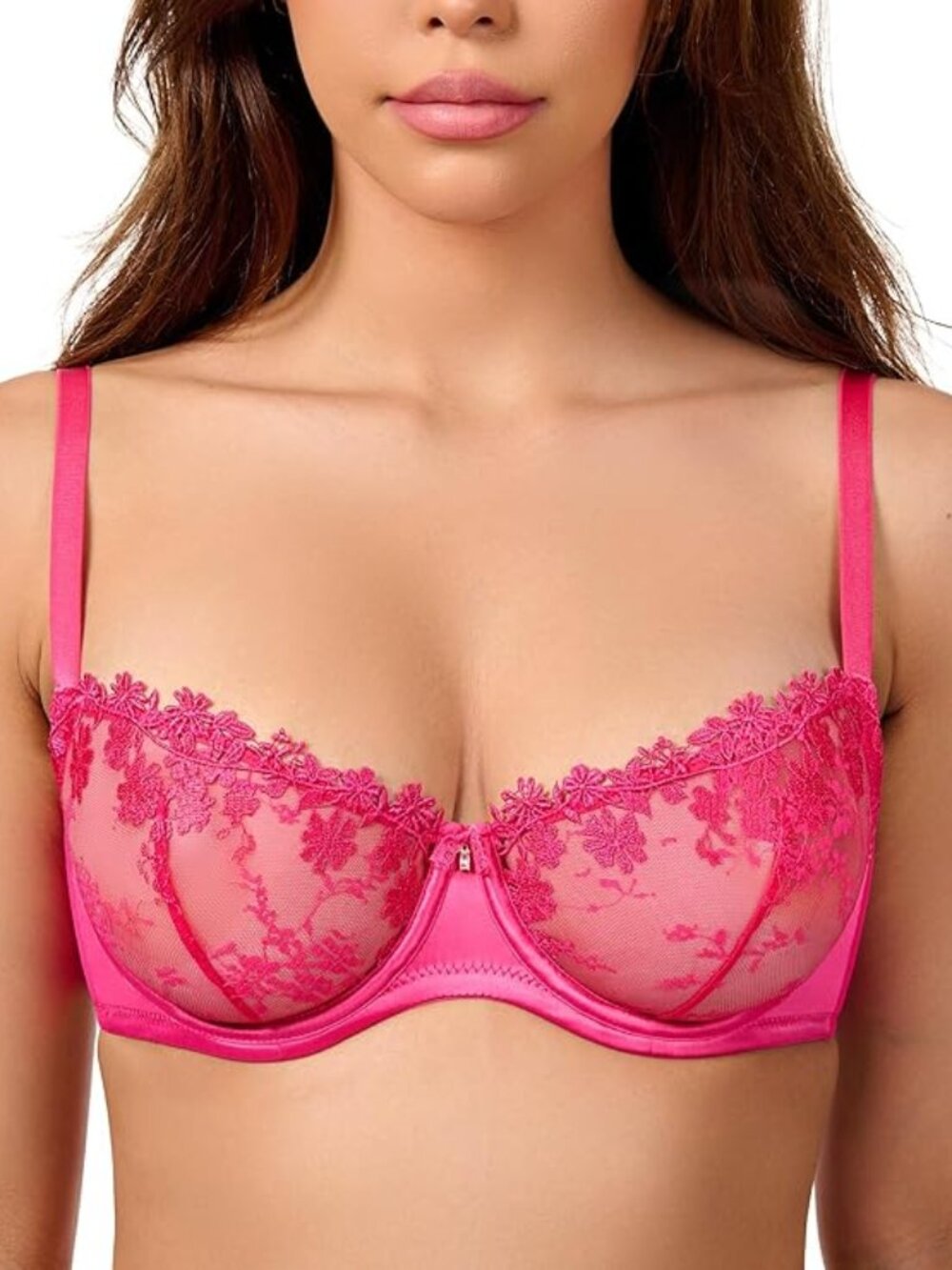 Set of TWO Wingslove Lace Bras Balconette Unlined 36DD